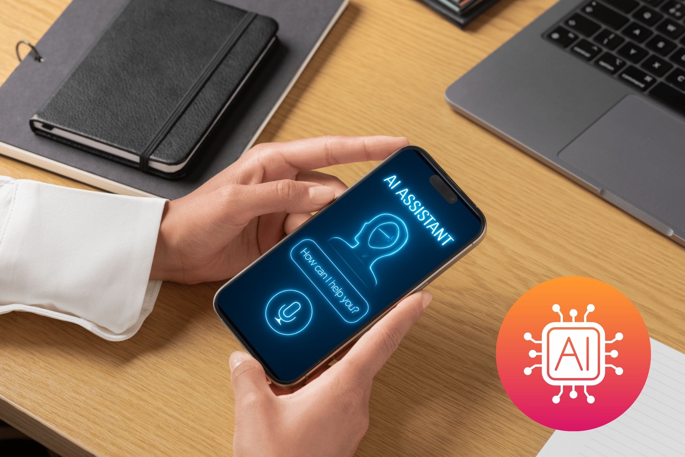 Mobile AI assistant interface shown on a smartphone